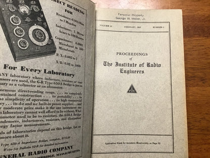 1937 Proceedings of the Institute of Radio Engineers IRE Bound Volume 25 Jan–Dec Radio Engineering