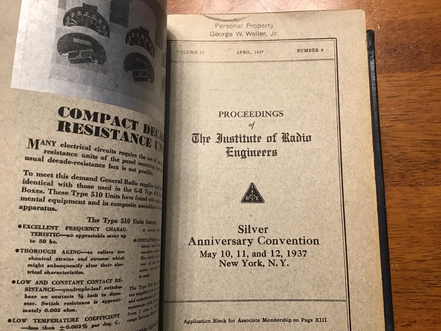 1937 Proceedings of the Institute of Radio Engineers IRE Bound Volume 25 Jan–Dec Radio Engineering