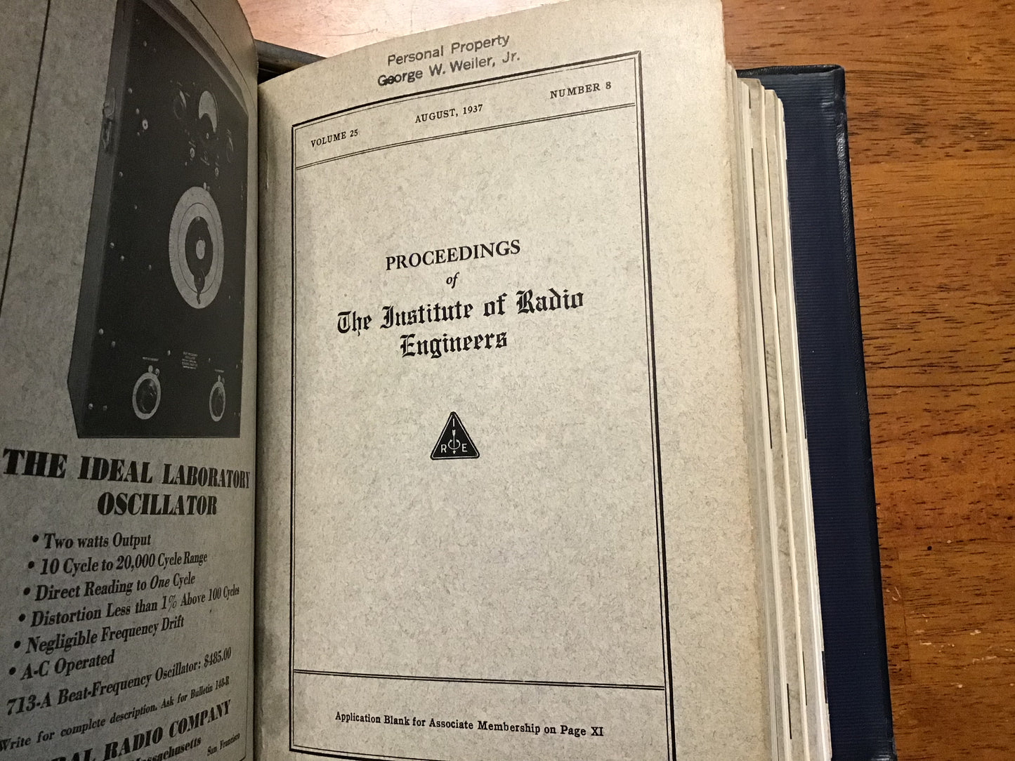 1937 Proceedings of the Institute of Radio Engineers IRE Bound Volume 25 Jan–Dec Radio Engineering