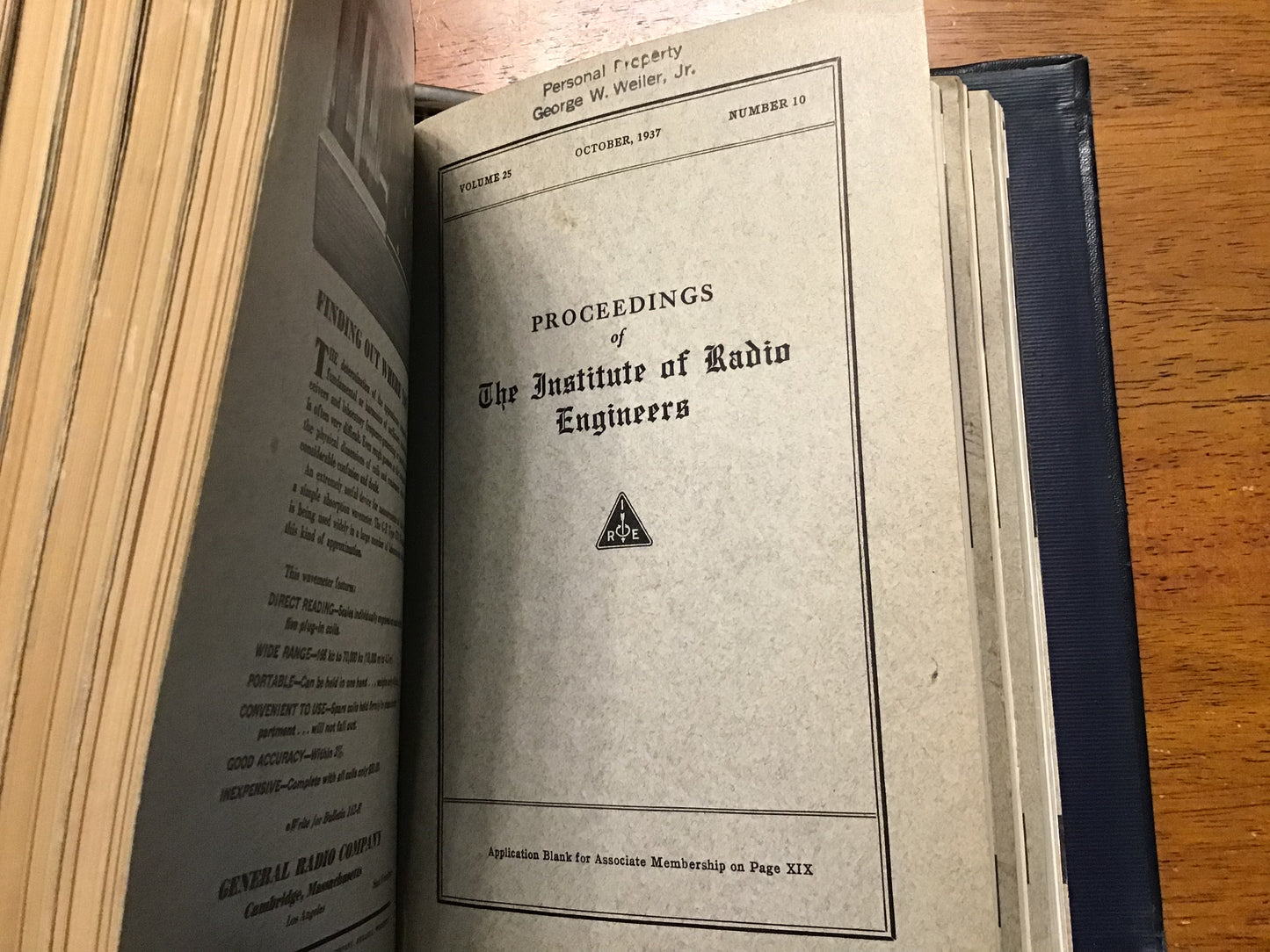 1937 Proceedings of the Institute of Radio Engineers IRE Bound Volume 25 Jan–Dec Radio Engineering