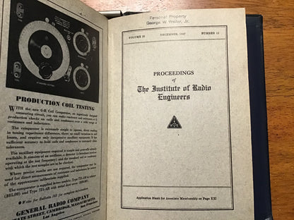 1937 Proceedings of the Institute of Radio Engineers IRE Bound Volume 25 Jan–Dec Radio Engineering