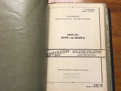 WWII USAAF AN/APN-1 Aircraft Radio Altimeter Technical Manual Binder NAVAER AN-08-10 TO Set