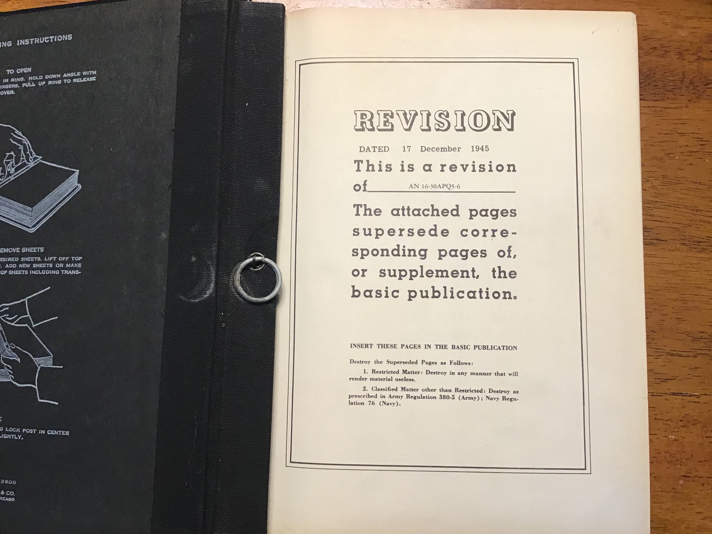 WWII USAAF AN/APQ-5 Radar Indicator Equipment Manual Binder AAF Publications Confidential