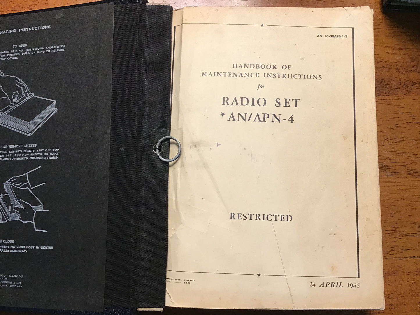 WWII USAAF AN/APN-4 Radio Set Manual Binder AAF Publications Confidential Restricted 1943-45