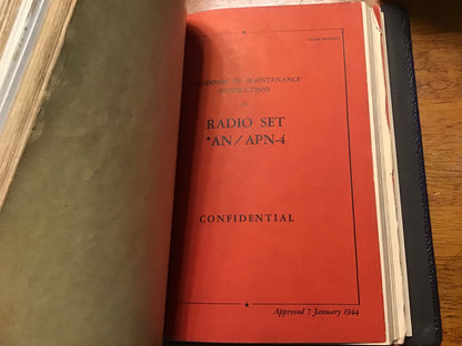 WWII USAAF AN/APN-4 Radio Set Manual Binder AAF Publications Confidential Restricted 1943-45