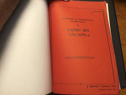 WWII USAAF AN/APN-4 Radio Set Manual Binder AAF Publications Confidential Restricted 1943-45