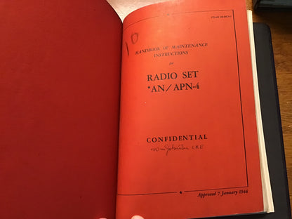 WWII USAAF AN/APN-4 Radio Set Manual Binder AAF Publications Confidential Restricted 1943-45