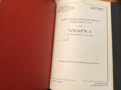 WWII USAAF AN/APN-4 Radio Set Manual Binder AAF Publications Confidential Restricted 1943-45
