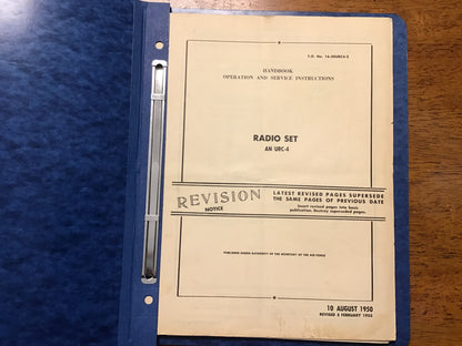 Vintage USAF AN/URC-4 Radio Set Handbook TO 16-30URC4-2 Operation & Service Manual 1953