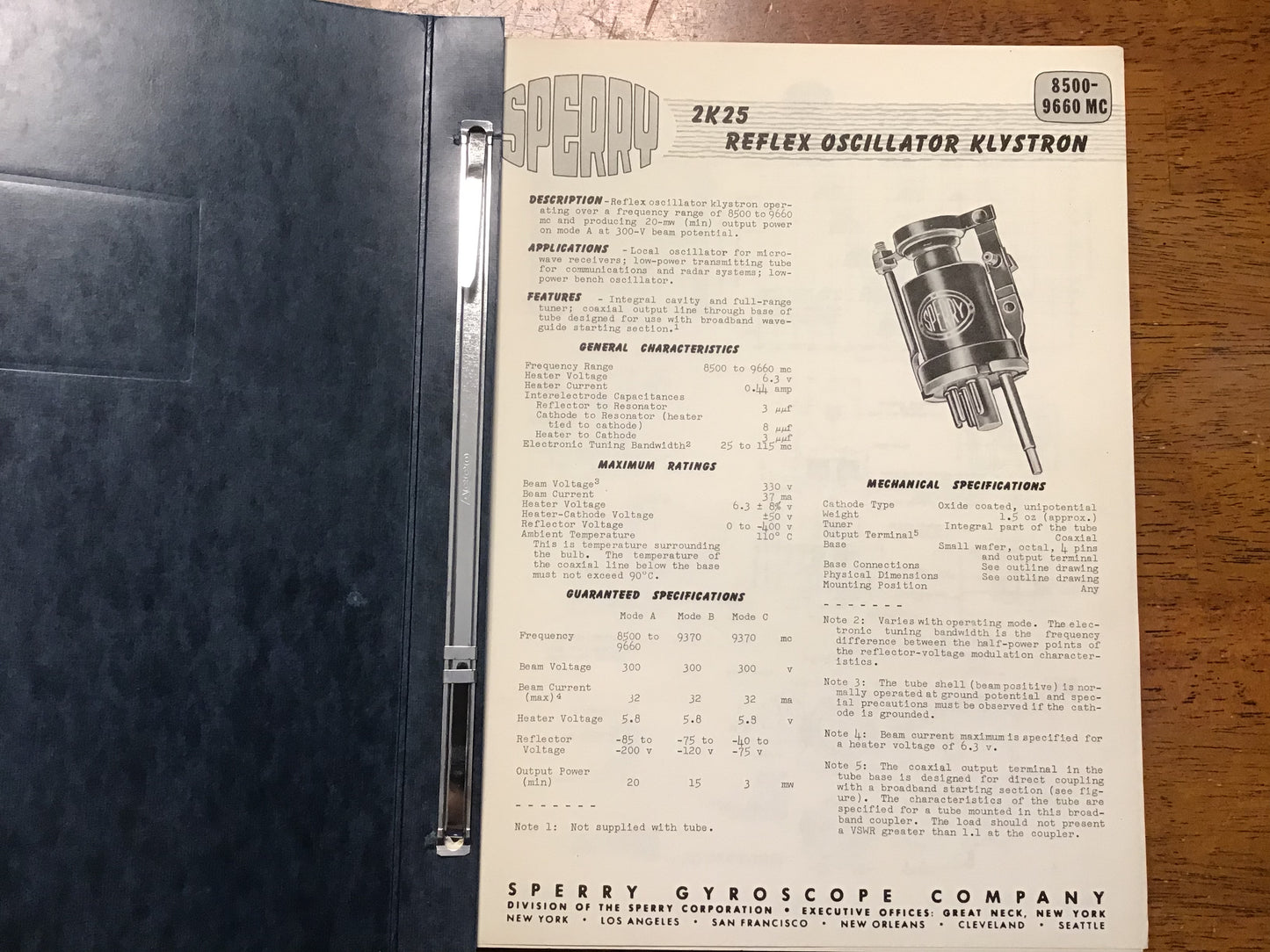 Vintage Sperry Gyroscope Klystrons & Microline Instruments Catalog Binder Radar Microwave 2K25
