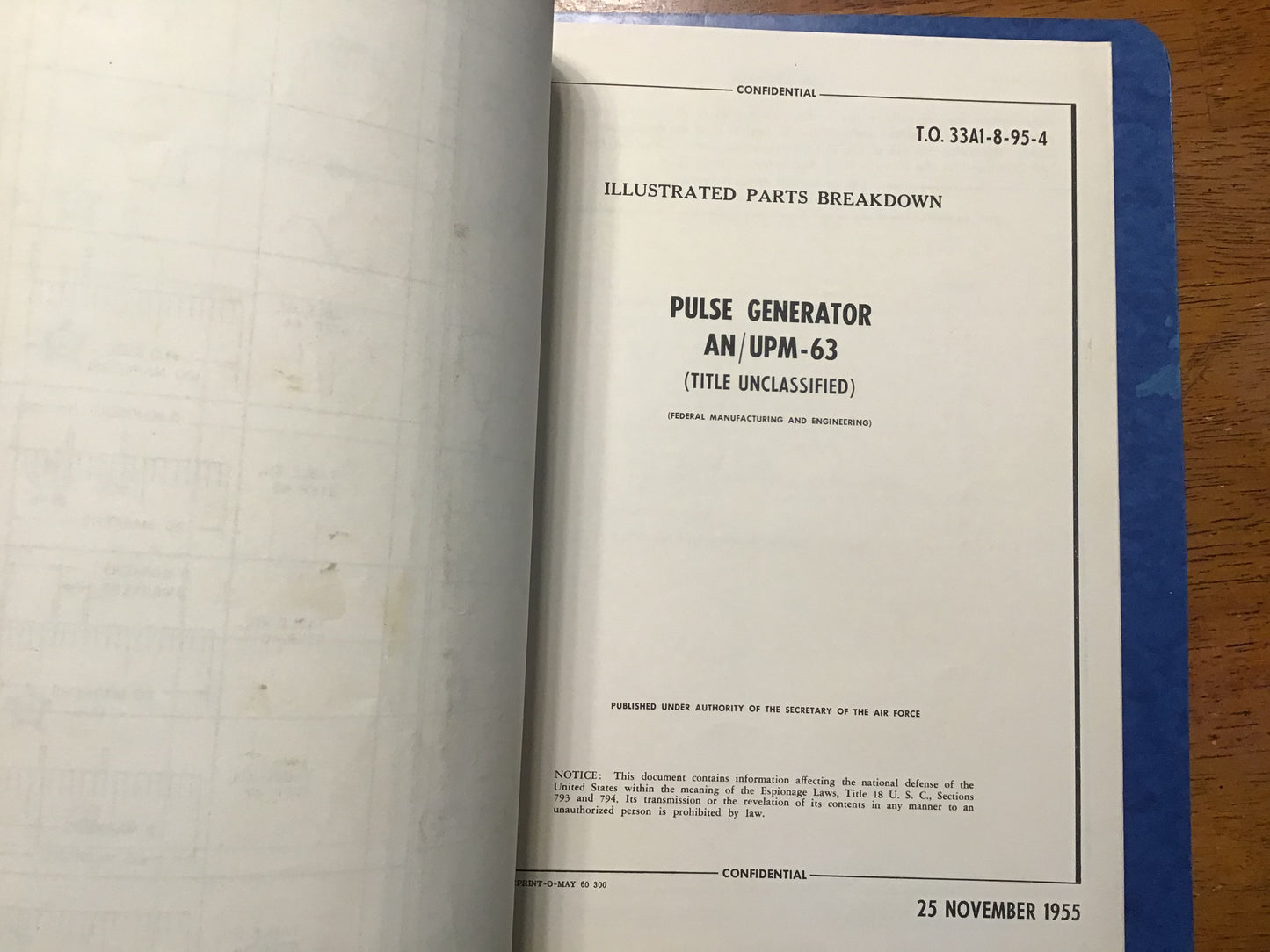 USAF AN/UPM-63 Pulse Generator Manual Set T.O. 33A1-8-95-2 & 95-4 1955 Binder