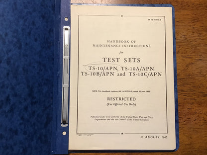 WWII TS-10/APN Test Set Manual Collection AN16-35TS10-3 AN08-10-215 T.O.16-55-185 Binder