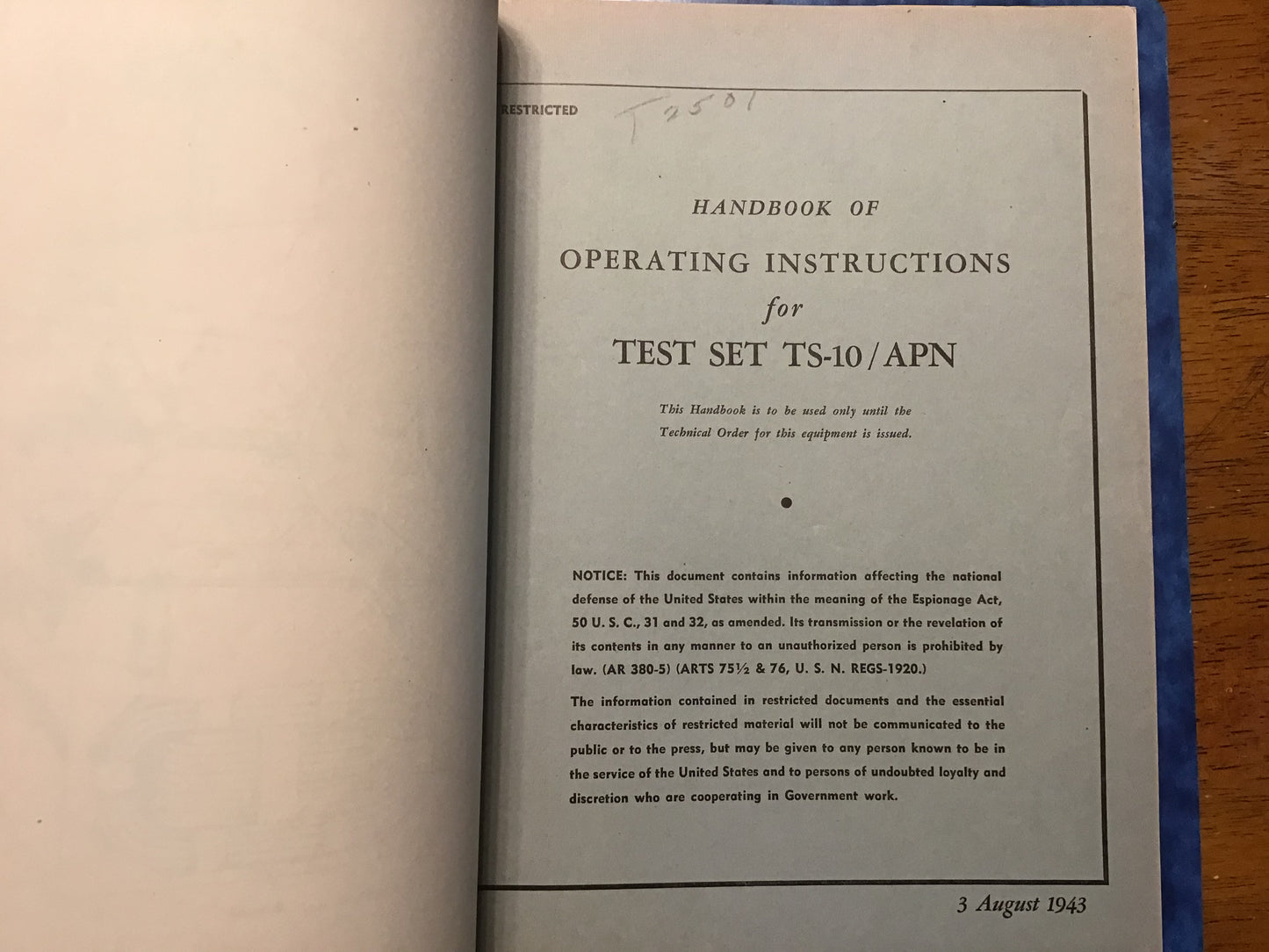 WWII TS-10/APN Test Set Manual Collection AN16-35TS10-3 AN08-10-215 T.O.16-55-185 Binder