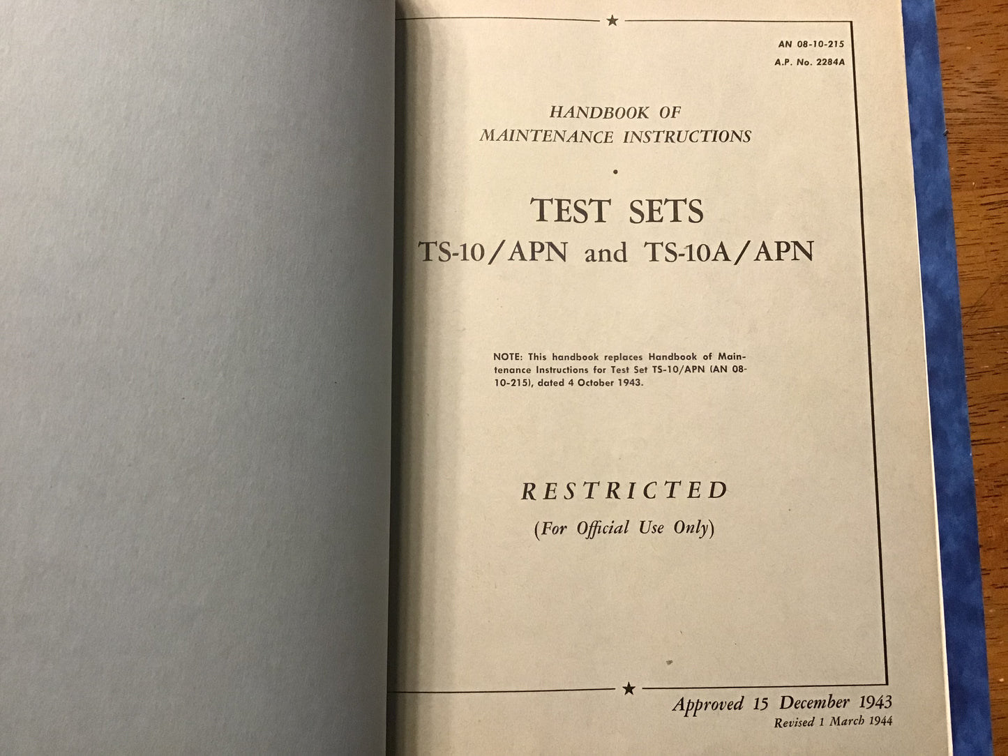 WWII TS-10/APN Test Set Manual Collection AN16-35TS10-3 AN08-10-215 T.O.16-55-185 Binder