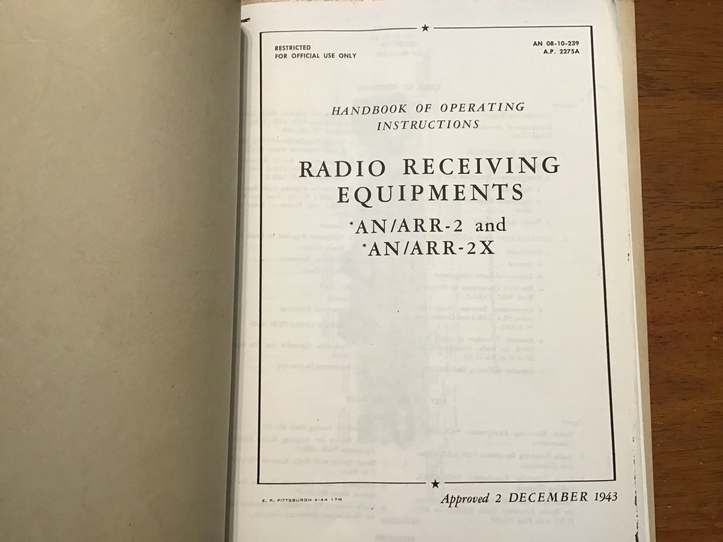 WWII AN/ARR-2 Aircraft Radio Receiving Equipment Manual Set NAVAER 1943-45 Binder