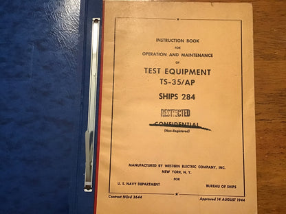 WWII U.S. Navy TS-35/AP & TS-35A/AP Signal Generator Manual Set SHIPS 284 & 339 Binder