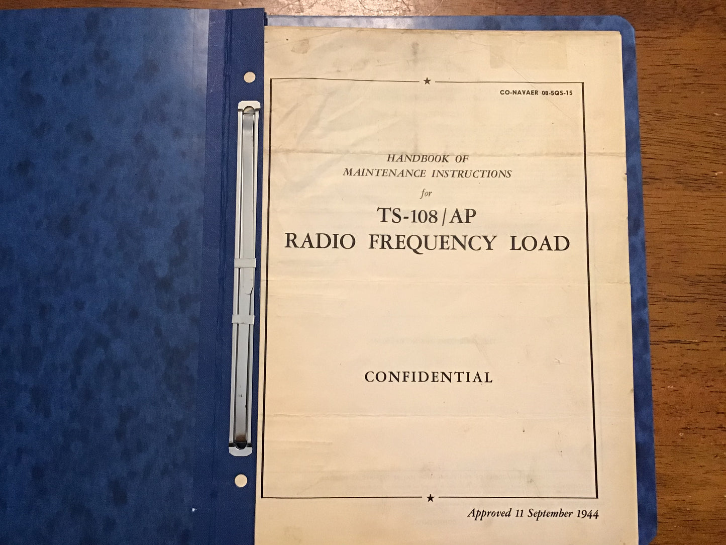 WWII U.S. Navy TS-108/AP Radio Frequency Load Manual WL-108 Weston Laboratories Original Binder