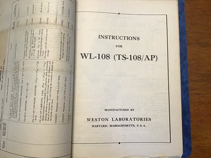 WWII U.S. Navy TS-108/AP Radio Frequency Load Manual WL-108 Weston Laboratories Original Binder