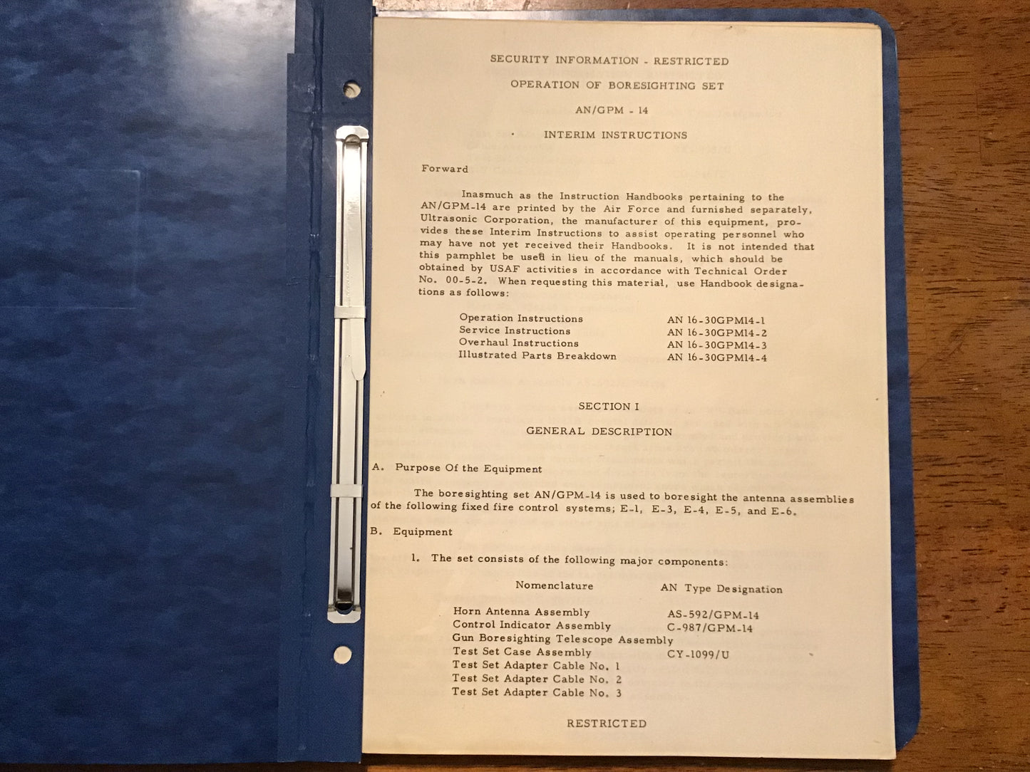 Vintage AN/GPM-14 Boresighting Set Technical Manual Binder USAF US Navy 1954 Radar