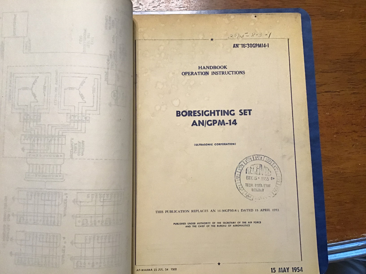 Vintage AN/GPM-14 Boresighting Set Technical Manual Binder USAF US Navy 1954 Radar