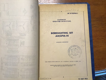 Vintage AN/GPM-14 Boresighting Set Technical Manual Binder USAF US Navy 1954 Radar