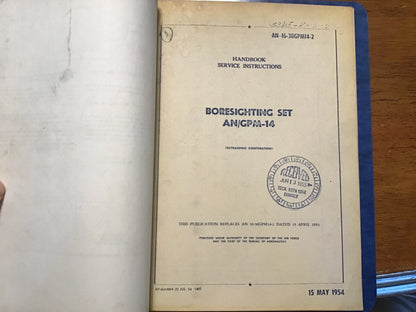 Vintage AN/GPM-14 Boresighting Set Technical Manual Binder USAF US Navy 1954 Radar