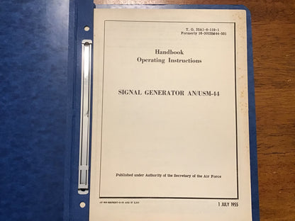 Vintage AN/USM-44 Signal Generator Military Technical Manual Binder USAF US Navy 1955-56