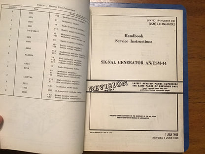 Vintage AN/USM-44 Signal Generator Military Technical Manual Binder USAF US Navy 1955-56