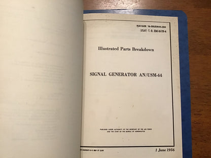 Vintage AN/USM-44 Signal Generator Military Technical Manual Binder USAF US Navy 1955-56