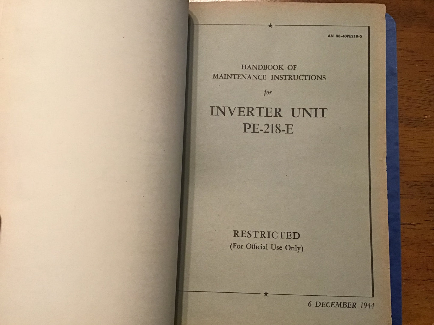 WWII PE-218 Inverter Unit Technical Manual Binder Set PE-218B C D E AN 08-40PE218