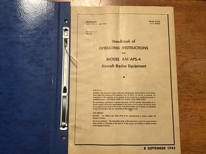 WWII AN/APS-4 Aircraft Radar Equipment Manual Set 1943-45 Original USAAF Navy Binder