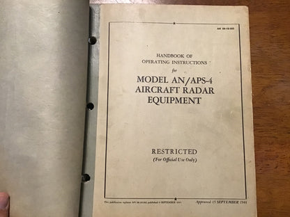 WWII AN/APS-4 Aircraft Radar Equipment Manual Set 1943-45 Original USAAF Navy Binder