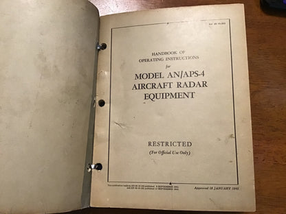 WWII AN/APS-4 Aircraft Radar Equipment Manual Set 1943-45 Original USAAF Navy Binder