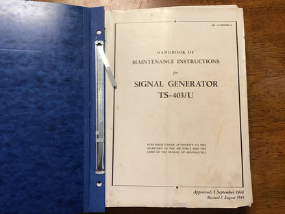 WWII/Korean War TS-403/U Signal Generator Maintenance Manual AN 16-35TS403-3 AN/URM-61