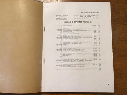 TM 11-2148 Telephone Repeater AN/TCC-11 Technical Manual Sept 1953 Army Air Force