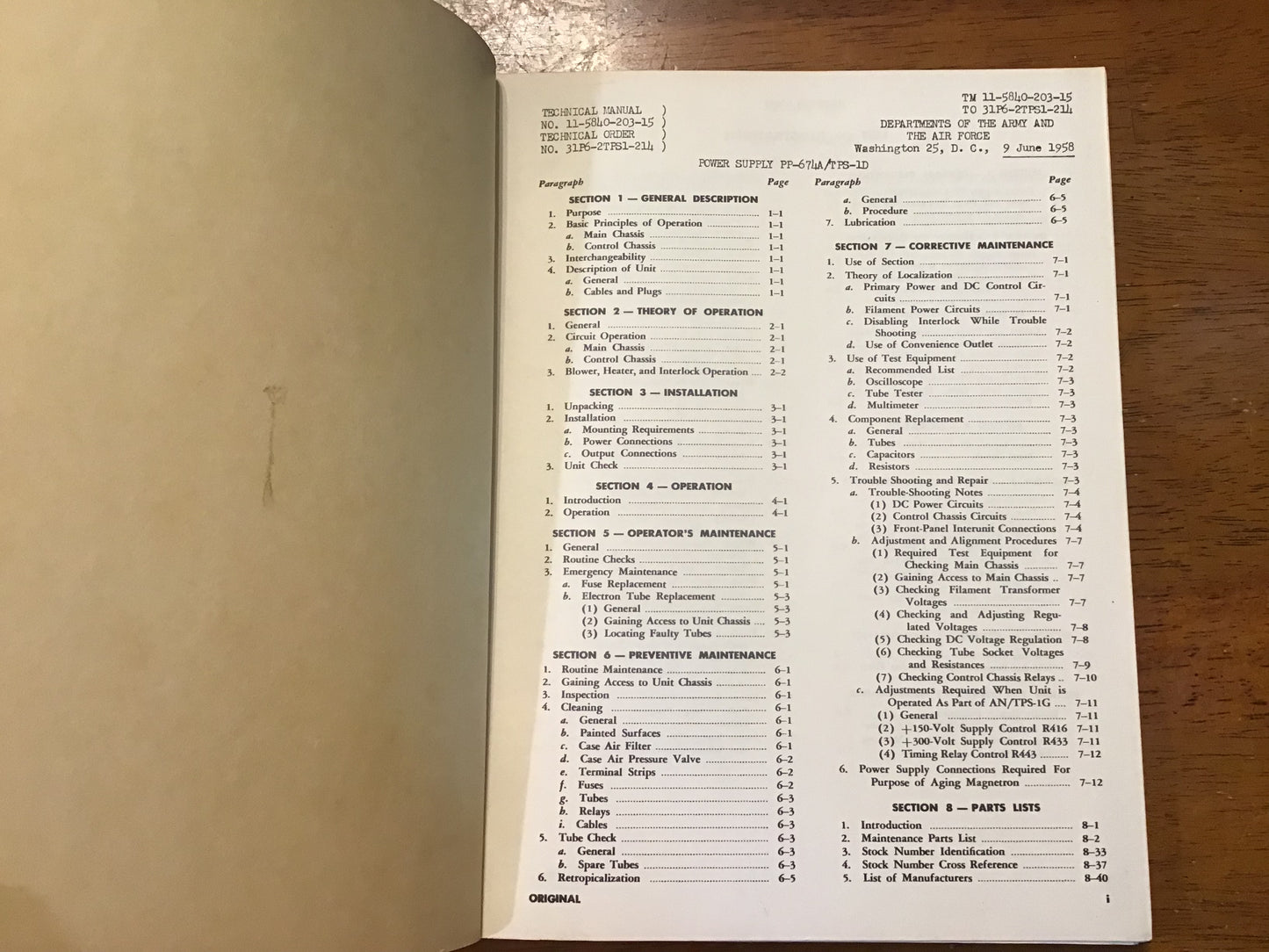 TM 11-5840-203-15 Power Supply PP-674A/TPS-1D Radar Technical Manual June 1958