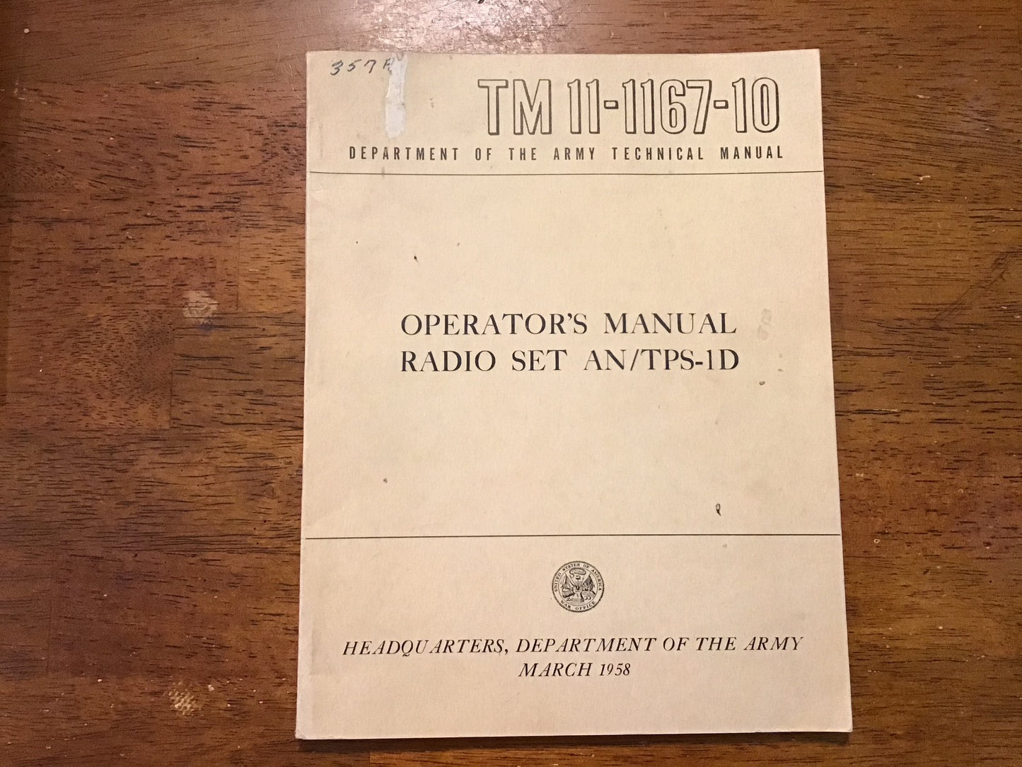 TM 11-1167-10 AN/TPS-1D Radar Operator’s Manual March 1958 U.S. Army Technical Manual