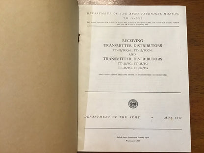 TM 11-2222 Receiving & Transmitter Distributors TT-12/FGQ-1 TT-21/FG Teletype Manual 1951