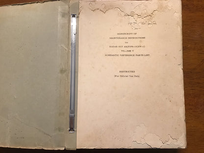 AN/FPN-15 XW-1 Radar Maintenance Manual Vol V Schematic Parts List Restricted Military