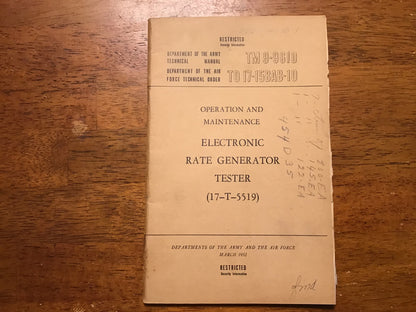 TM 9-9610 TO 17-15BAB-10 Electronic Rate Generator Tester 17-T-5519 Manual 1952