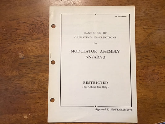 WWII & Korean War AN/ARA-3 AN/ARA-3A Modulator Assembly Technical Manual Lot 1944-1954