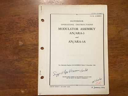 WWII & Korean War AN/ARA-3 AN/ARA-3A Modulator Assembly Technical Manual Lot 1944-1954