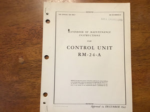 WWII Control Unit RM-24-A Maintenance Manual 1943 AN 08-40RM24-2 Restricted Army Air Forces