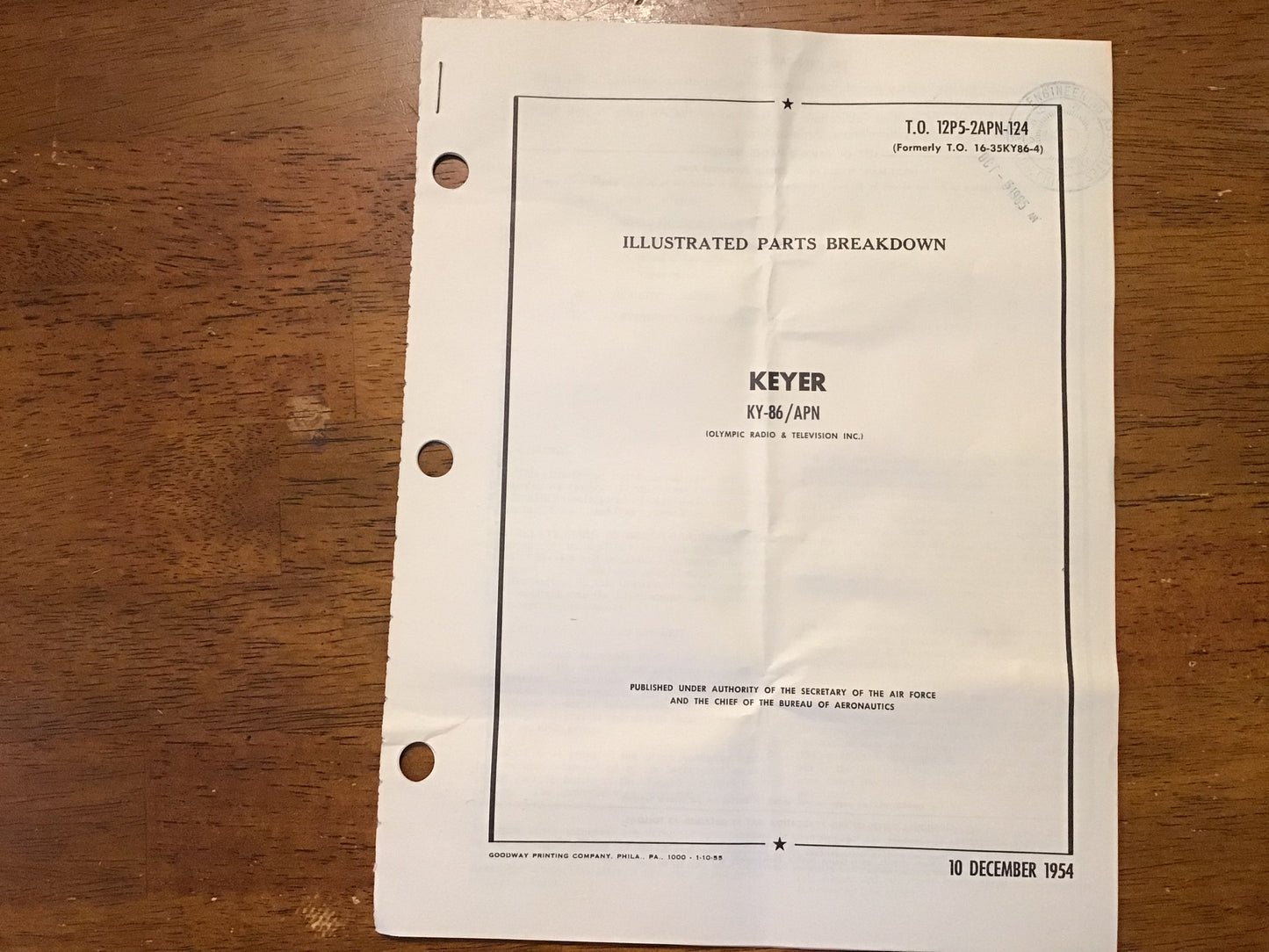 WWII & Korean War KY-86/APN Keyer Manual Lot Olympic Radio 1954 Parts Breakdown