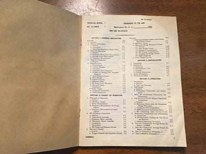 1956 TM 11-1247B Test Set TS-147D/UP US Army Technical Manual Radar Communications