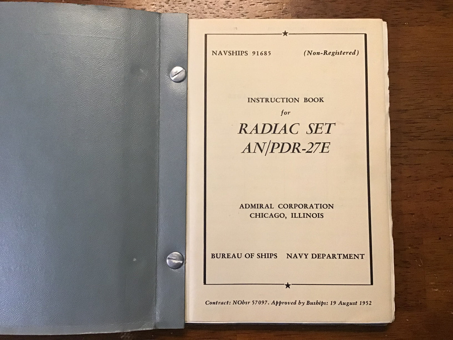 1952 U.S. Navy NAVSHIPS 91685 Radiac Set AN/PDR-27E Instruction Manual Cold War Radiation Detector