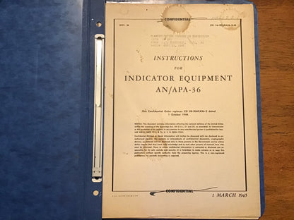 WWII 1945 USAAF AN/APA-36 Radar Indicator Equipment Manual Confidential Restricted