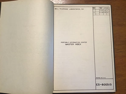 1942 Bell Telephone Labs Portable Information Center Master Index ES-800515 WWII