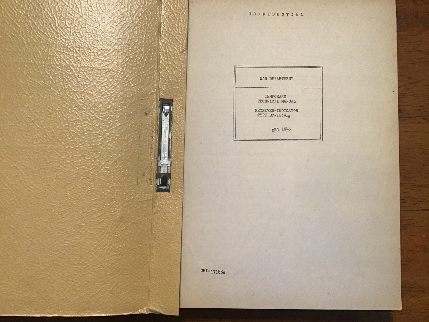 WWII 1943 Confidential War Department BC-1239-A Receiver Indicator Radar Manual