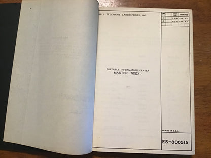 WWII Bell Telephone Laboratories Portable Information Center Master Index ES-800515
